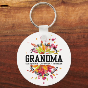 Gepersonaliseerde OMA Nana Mimi Gigi Bloemen Sleutelhanger