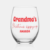 Gepersonaliseerde oma's kerst Sippy Cup Wijnglas Zonder Voet (Voorkant)