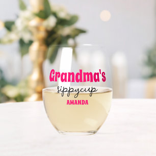 Gepersonaliseerde oma's Sippy Cup Wijnglas Zonder Voet
