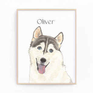 Gepersonaliseerde omkeerbare Husky Dog Art Foto Afdruk