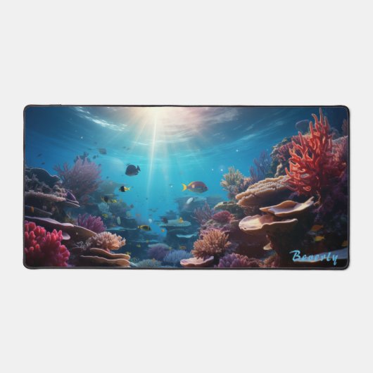 Gepersonaliseerde Onderwater Coral Reef Desk Mat (Voorkant)