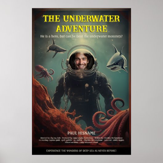Gepersonaliseerde onderwater Deep Zee Adventure Fi Poster (Voorkant)
