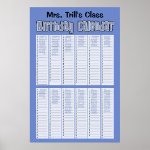 Gepersonaliseerde oneindige verjaardagskalender poster