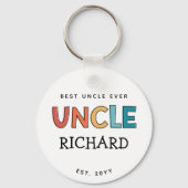 Gepersonaliseerde Oom Retro Gift Best oom Ever Cut Sleutelhanger (Achterkant)