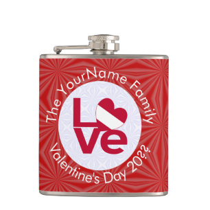 Gepersonaliseerde Oostenrijkse Rode Letter LOVE Vl Heupfles