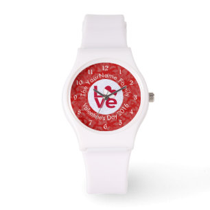 Gepersonaliseerde Oostenrijkse Rode Letter LOVE Vl Horloge