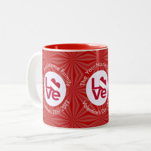 Gepersonaliseerde Oostenrijkse Rode Letter LOVE Vl Tweekleurige Koffiemok