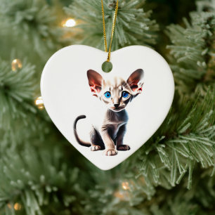 Gepersonaliseerde Oosterse Korthaar Kitten Keramisch Ornament