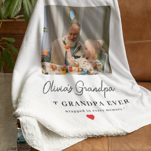 Gepersonaliseerde Opa Fotocadeau Sherpa Deken