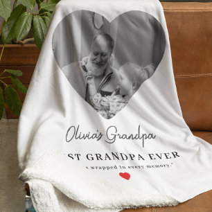 Gepersonaliseerde Opa Fotocadeau Sherpa Deken