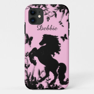Gepersonaliseerde opfokkerij Zwarte Stallion / Paa iPhone 11 Hoesje