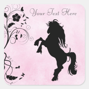 Gepersonaliseerde opfokpaard en bloemen Stickers