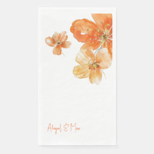 Gepersonaliseerde Oranje Bloemen Huwelijk Servet