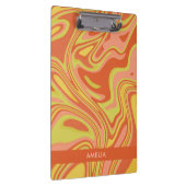 Gepersonaliseerde Oranje Marmeren Waterverf Klembo Klembord (Rechts)