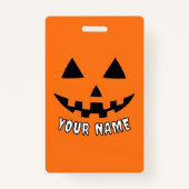 Gepersonaliseerde Oranje pompoen Halloween Jouw na Badge (Voorkant)