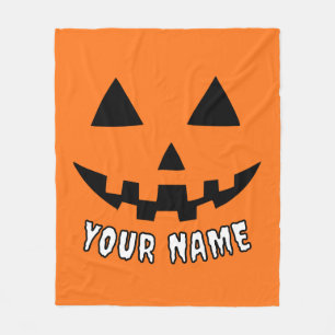 Gepersonaliseerde Oranje pompoen Halloween Jouw na Fleece Deken