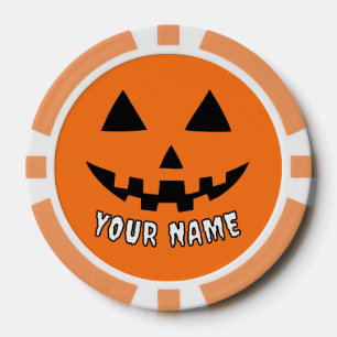 Gepersonaliseerde Oranje pompoen Halloween Jouw na Poker Chips