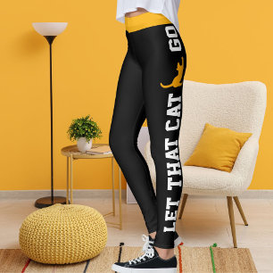 Gepersonaliseerde Oranje Zwarte Kitten Feline Cat  Leggings