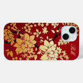 Gepersonaliseerde Oriental Golden Flowers op Red Case-Mate iPhone Case (Achterkant (horizontaal))