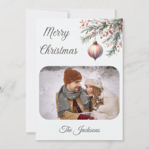 Gepersonaliseerde Ornament kerstfotokaart Feestdagenkaart
