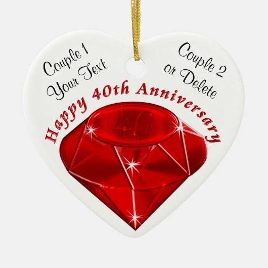 Gepersonaliseerde ornament Ruby 40th Jubileum Gift (Voorkant)