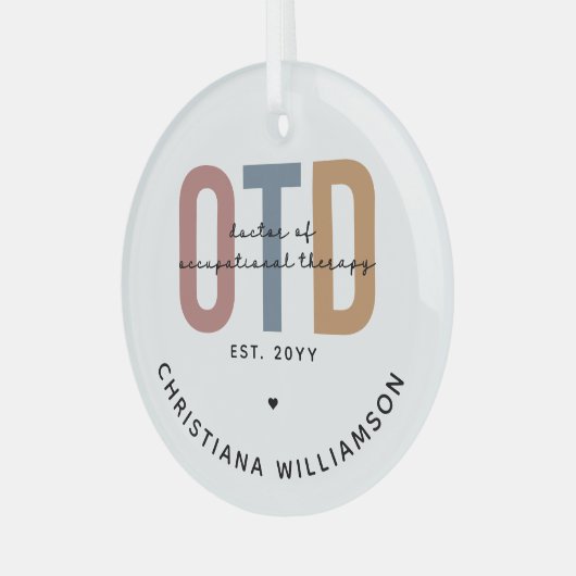Gepersonaliseerde OTD Doctor in de ergotherapie Glas Ornament (Voorkant links)