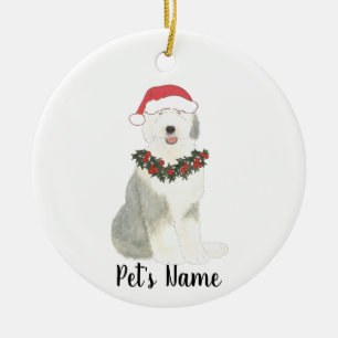 Gepersonaliseerde Oude Engelse Sheepdog Keramisch Ornament