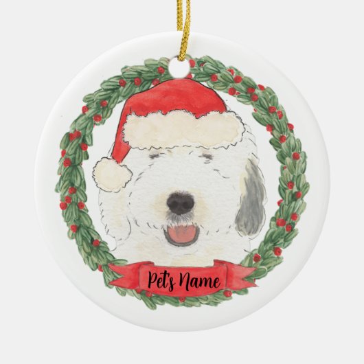 Gepersonaliseerde Oude Engelse Sheepdog Keramisch Ornament (Voorkant)