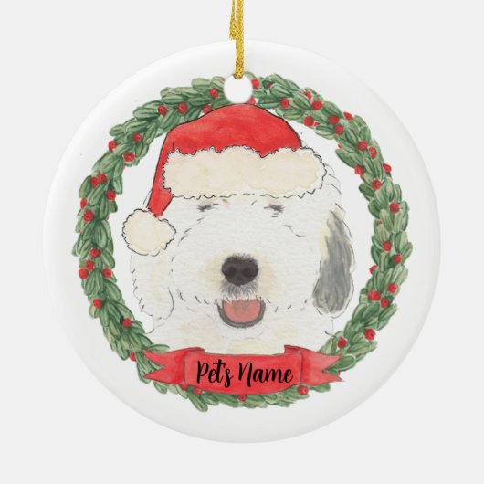 Gepersonaliseerde Oude Engelse Sheepdog Keramisch Ornament (Achterkant)