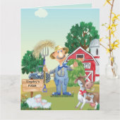 Gepersonaliseerde Oude MacDonald's Birthday Kaart (Gele Bloem)