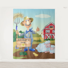 Gepersonaliseerde oude MacDonald's Boerderij Blue Wandkleed