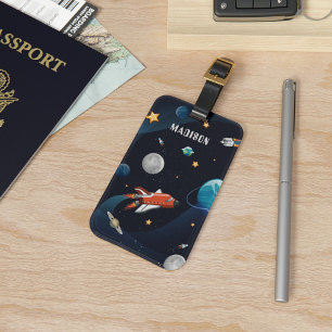 Gepersonaliseerde Outer Space Shuttle Travel Maan Bagagelabel