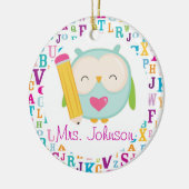 Gepersonaliseerde Owl School Teacher Ornament (Links)