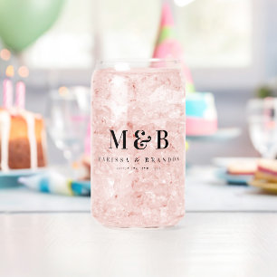 Gepersonaliseerde Paar Bruiloft Monogram Initialen Blikvorm Glas
