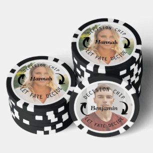 Gepersonaliseerde Paar Foto & Naam Beslissing Munt Poker Chips