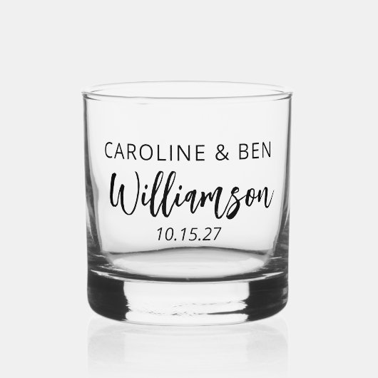 Gepersonaliseerde Paar Namen Datum Jubileum Gift Whisky Glas (Voorkant)