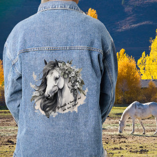 Gepersonaliseerde Paardenliefhebber Naam met Tekst Denim Jacket