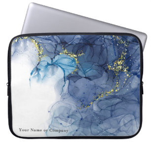 Gepersonaliseerde Paarse/Blauwe Marmeren Inkt Lapt Laptop Sleeve