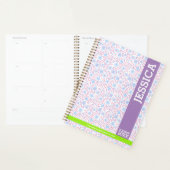 Gepersonaliseerde Paarse Bloemnaam & Monogram Planner (Display)