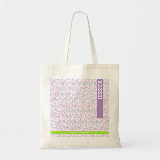 Gepersonaliseerde Paarse bloemnaam Tote Bag (Voorkant)