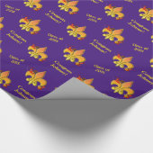 Gepersonaliseerde Paarse Cajun Crawfish Fleur de L Cadeaupapier (Hoek)