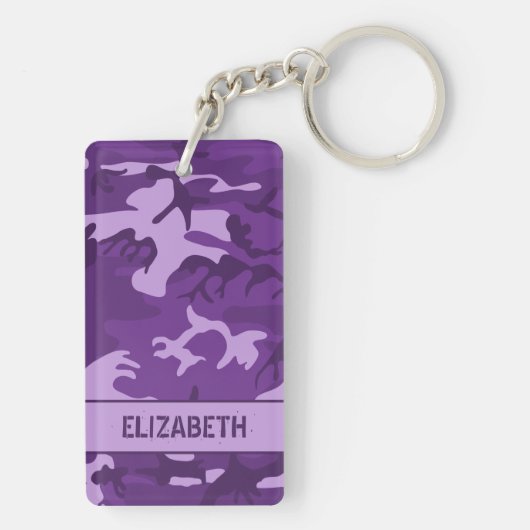 Gepersonaliseerde Paarse Camo Sleutelhanger (achterkant)