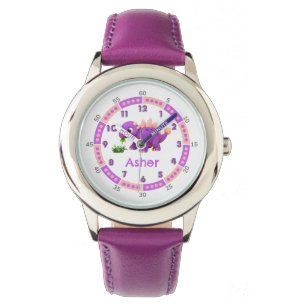 Gepersonaliseerde Paarse dinosaurus Ankylosaurus K Horloge