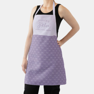Gepersonaliseerde Paarse Eenvoudige Boog Keuken Schort