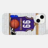 Gepersonaliseerde Paarse en gouden Basketball Jers Case-Mate iPhone Case (Achterkant (horizontaal))