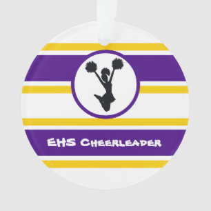 Gepersonaliseerde Paarse en gouden Cheerleader Orn Ornament