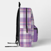 Gepersonaliseerde Paarse en witte Plaid Bedrukte Rugzak (Links)