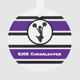 Gepersonaliseerde Paarse en zwarte Cheerleader Orn Ornament