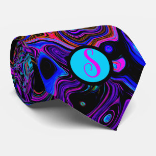 Gepersonaliseerde Paarse en zwarte monogrammen Stropdas