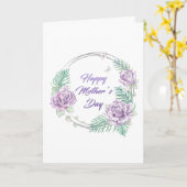 Gepersonaliseerde Paarse Floral Happy Moederdag Ka Kaart (Gele Bloem)